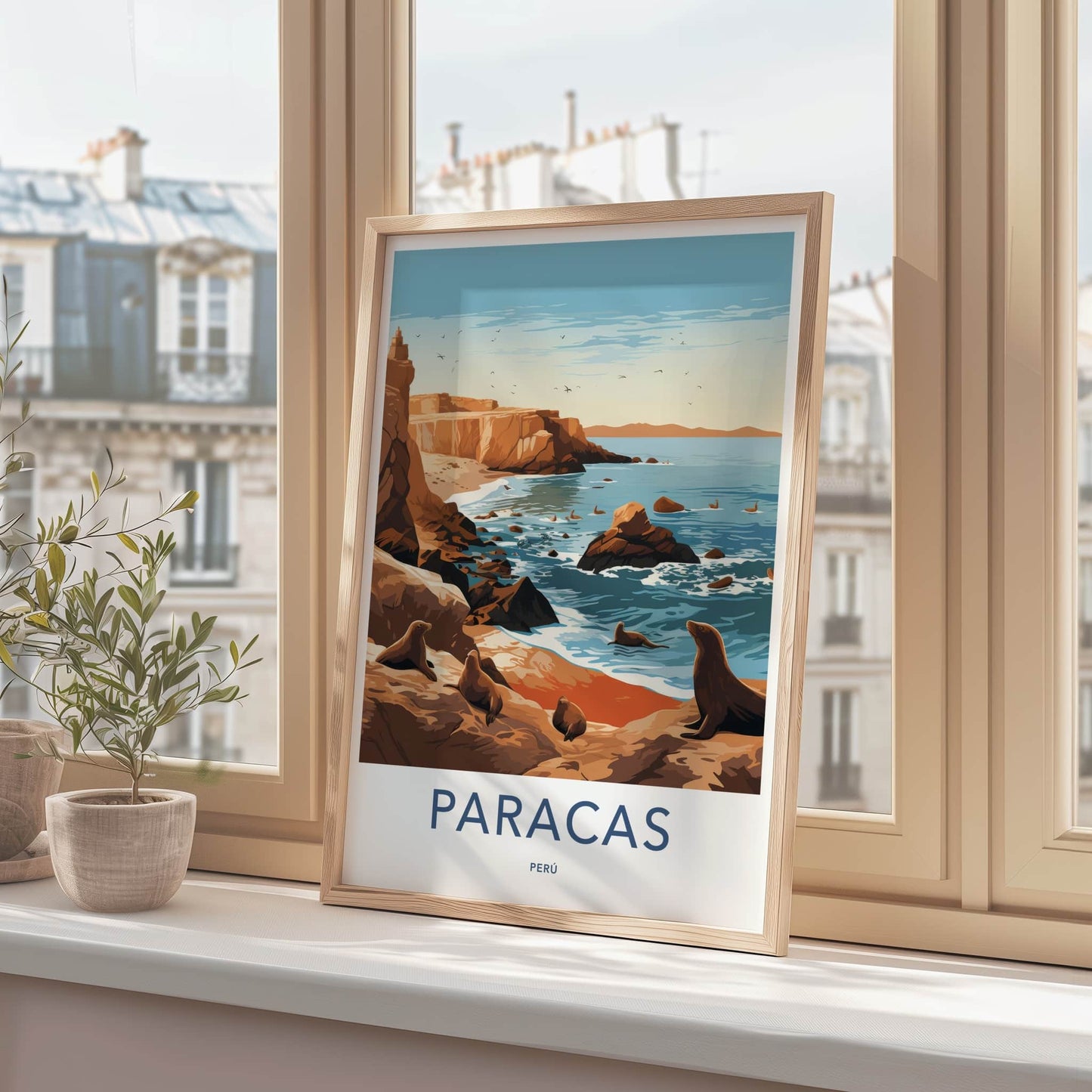Paracas Poster - Peru Travel Art - Coastal Sea Lions Home Decor
