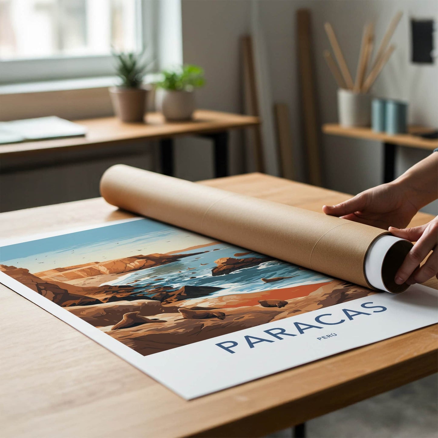 Paracas Poster - Peru Travel Art - Coastal Sea Lions Home Decor