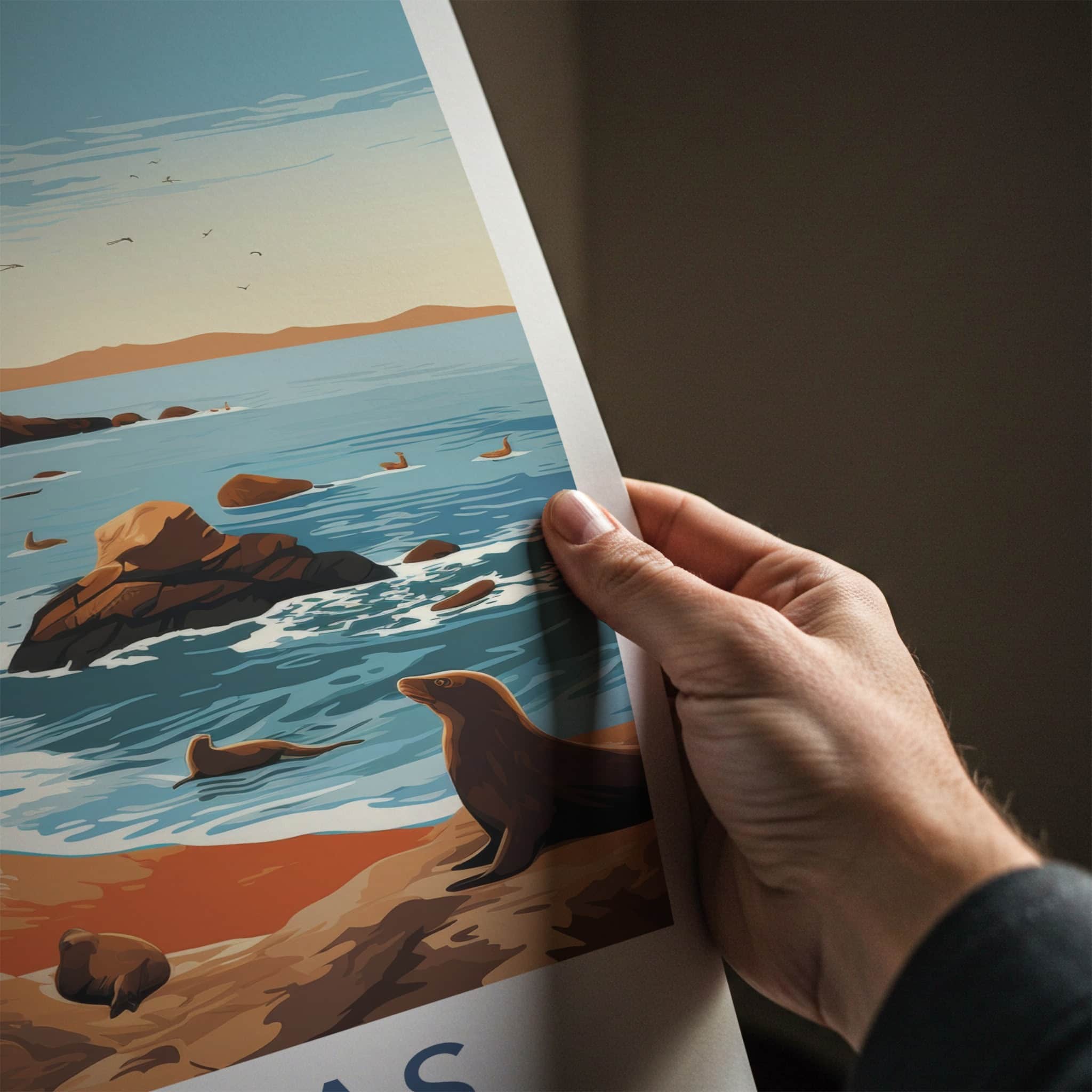 Paracas Poster - Peru Travel Art - Coastal Sea Lions Home Decor