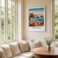 Paracas Poster - Peru Travel Art - Ocean Cliffs Wildlife Wall Decor