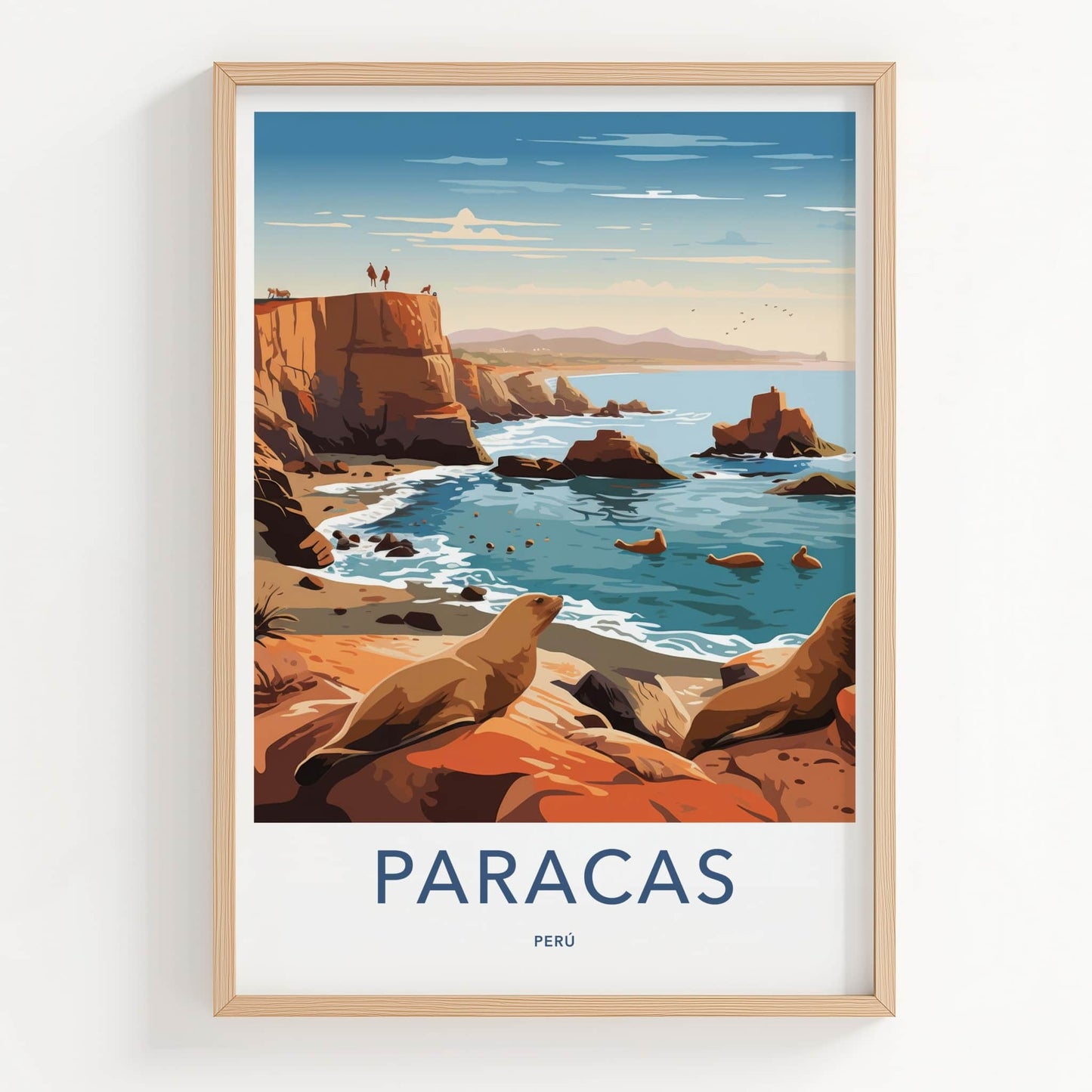 Paracas Poster - Peru Travel Art - Ocean Cliffs Wildlife Wall Decor