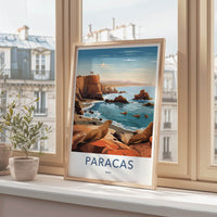 Paracas Poster - Peru Travel Art - Ocean Cliffs Wildlife Wall Decor