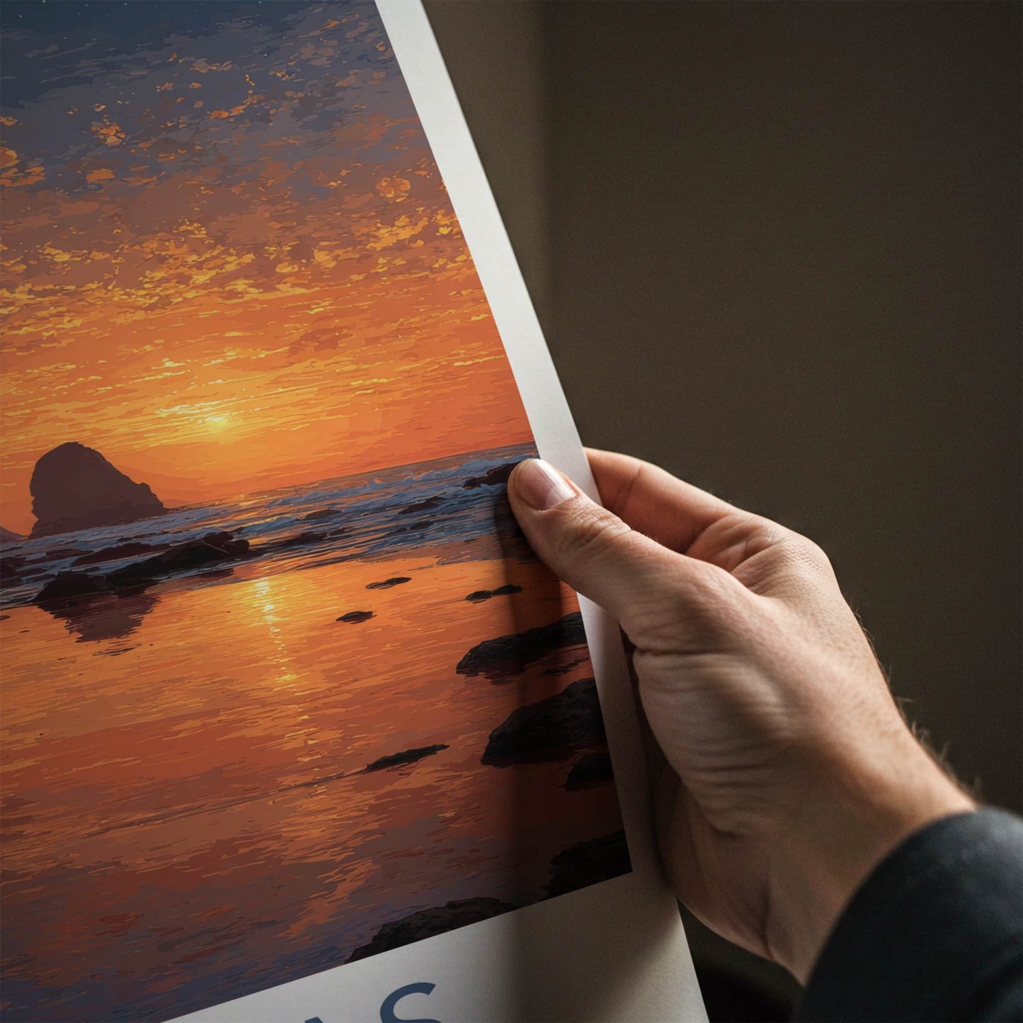 Paracas Poster - Peru Travel Art - Ocean Sunset Rocks Home Decor