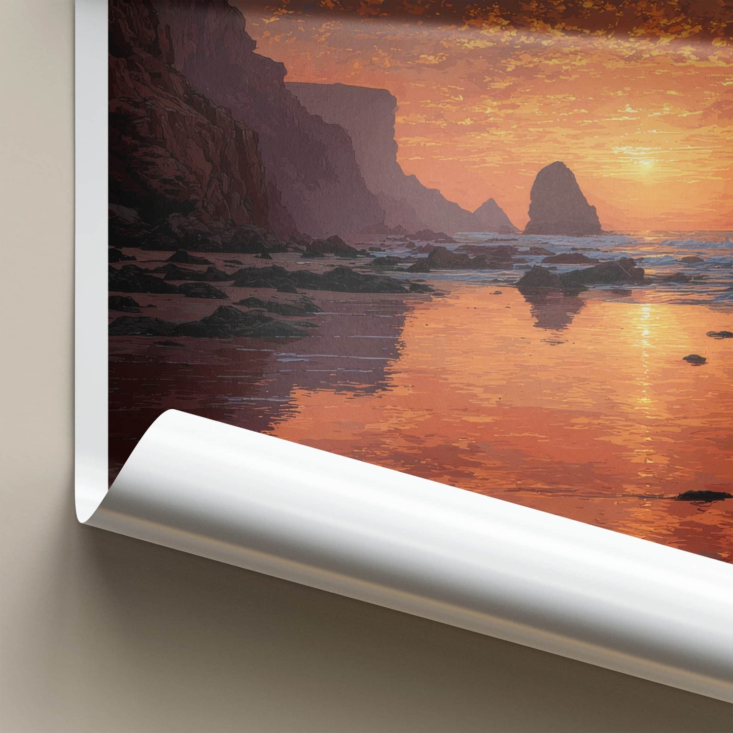 Paracas Poster - Peru Travel Art - Ocean Sunset Rocks Home Decor