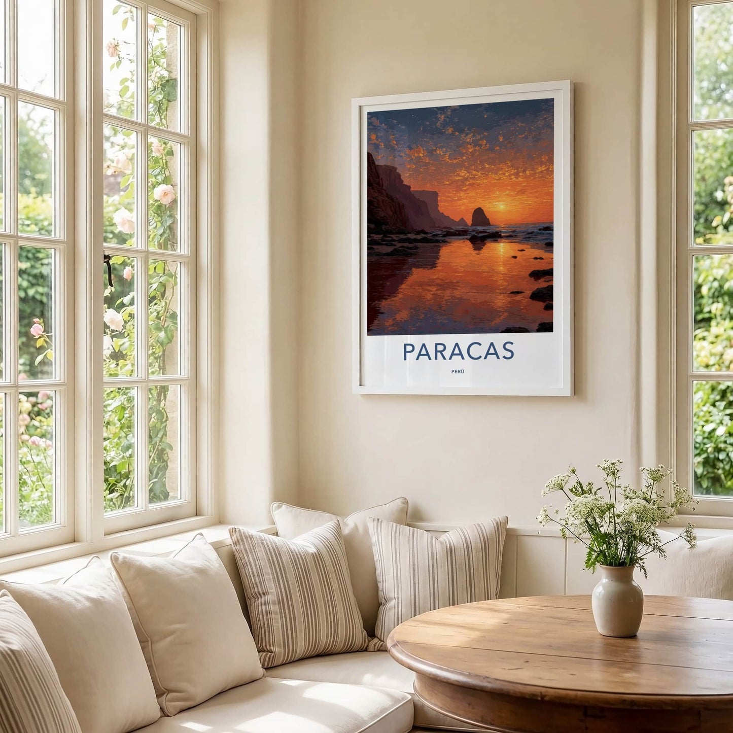 Paracas Poster - Peru Travel Art - Ocean Sunset Rocks Home Decor