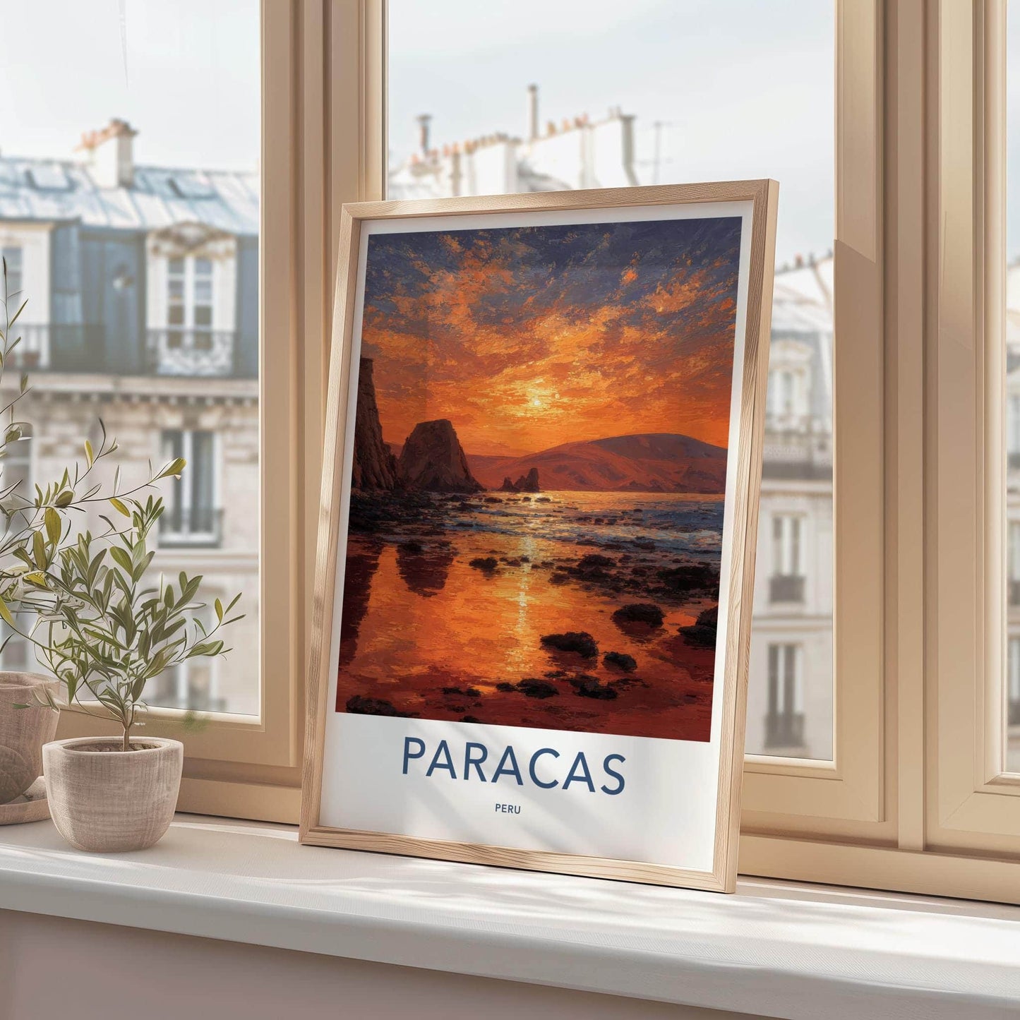Paracas Poster - Peru Travel Art - Vibrant Sunset Coast Home Decor