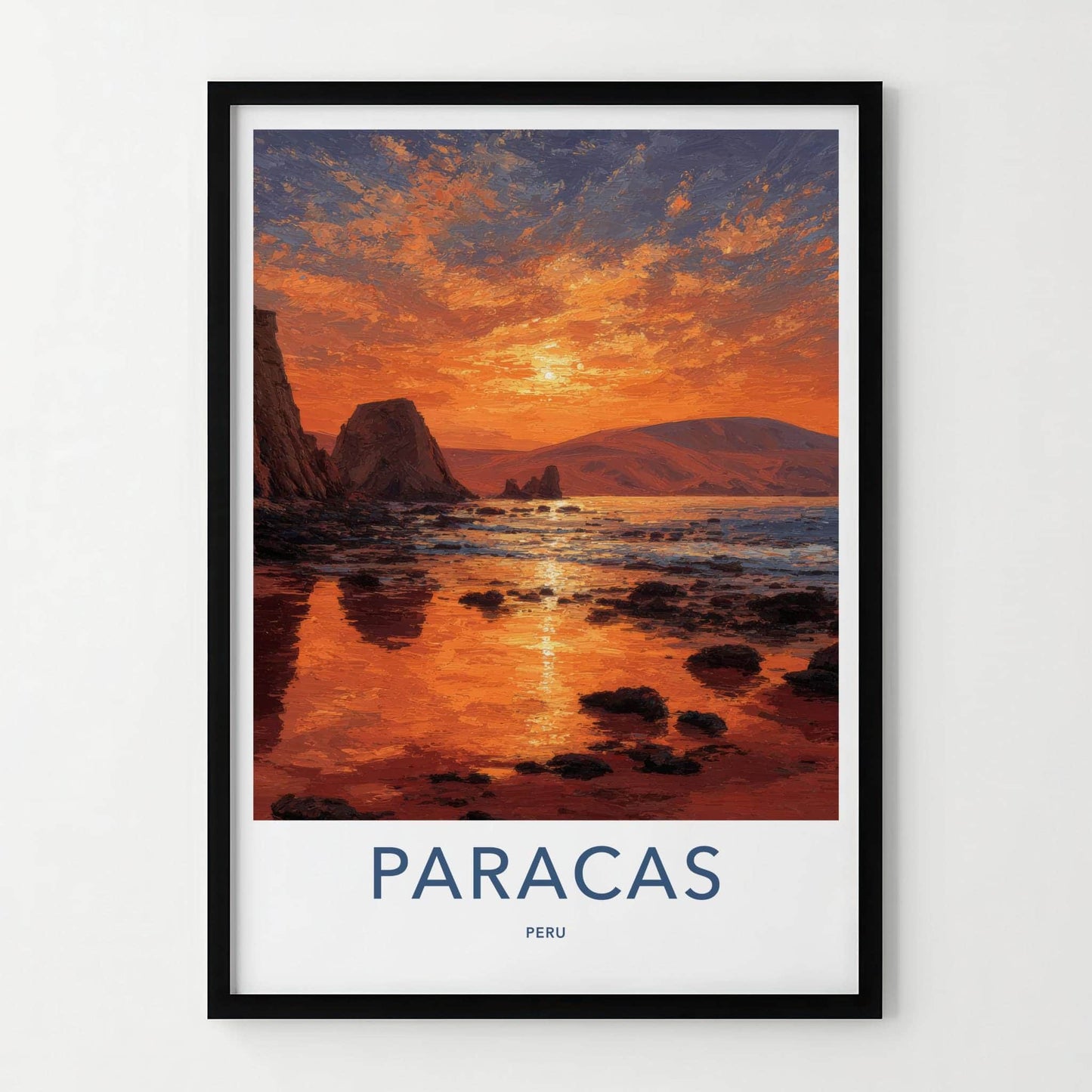 Paracas Poster - Peru Travel Art - Vibrant Sunset Coast Home Decor