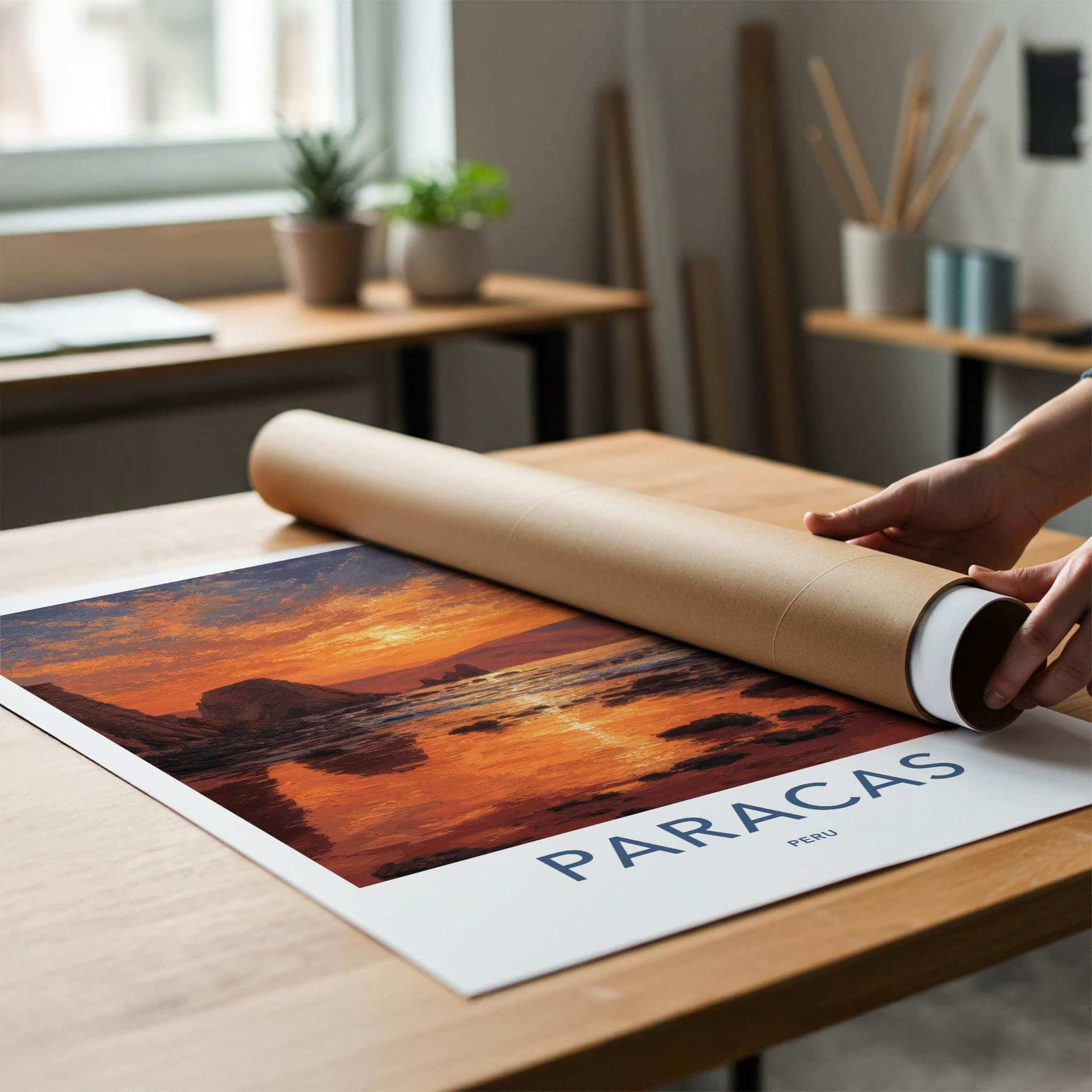 Paracas Poster - Peru Travel Art - Vibrant Sunset Coast Home Decor