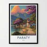Paraty Poster - Brazil Travel Print - Coastal Town Church Home Art