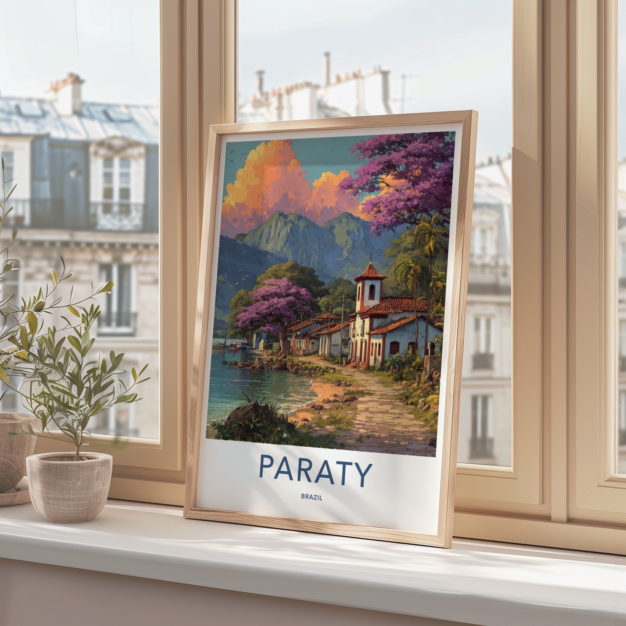 Paraty Poster - Brazil Travel Print - Coastal Town Church Home Art