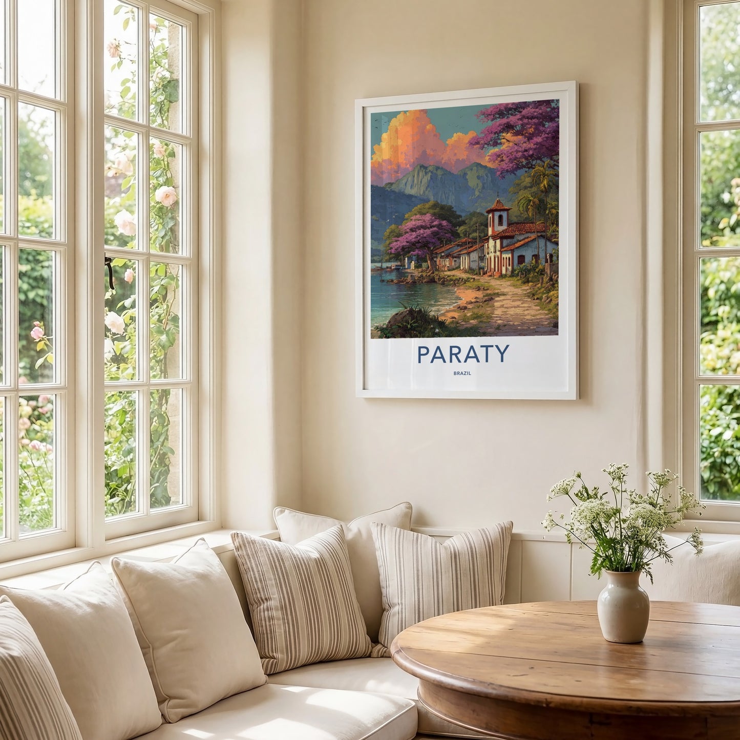Paraty Poster - Brazil Travel Print - Coastal Town Church Home Art