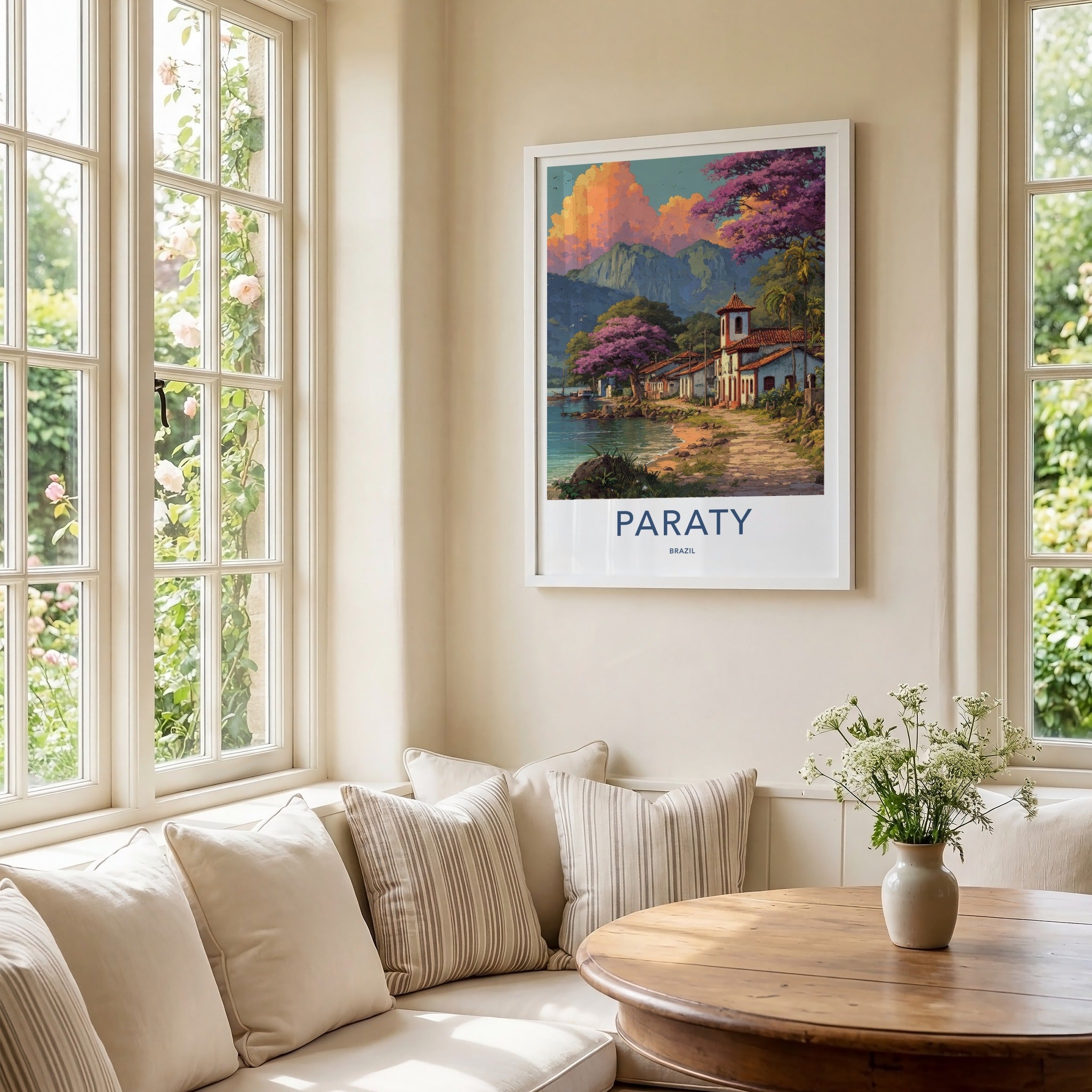 Paraty Poster - Brazil Travel Print - Coastal Town Church Home Art
