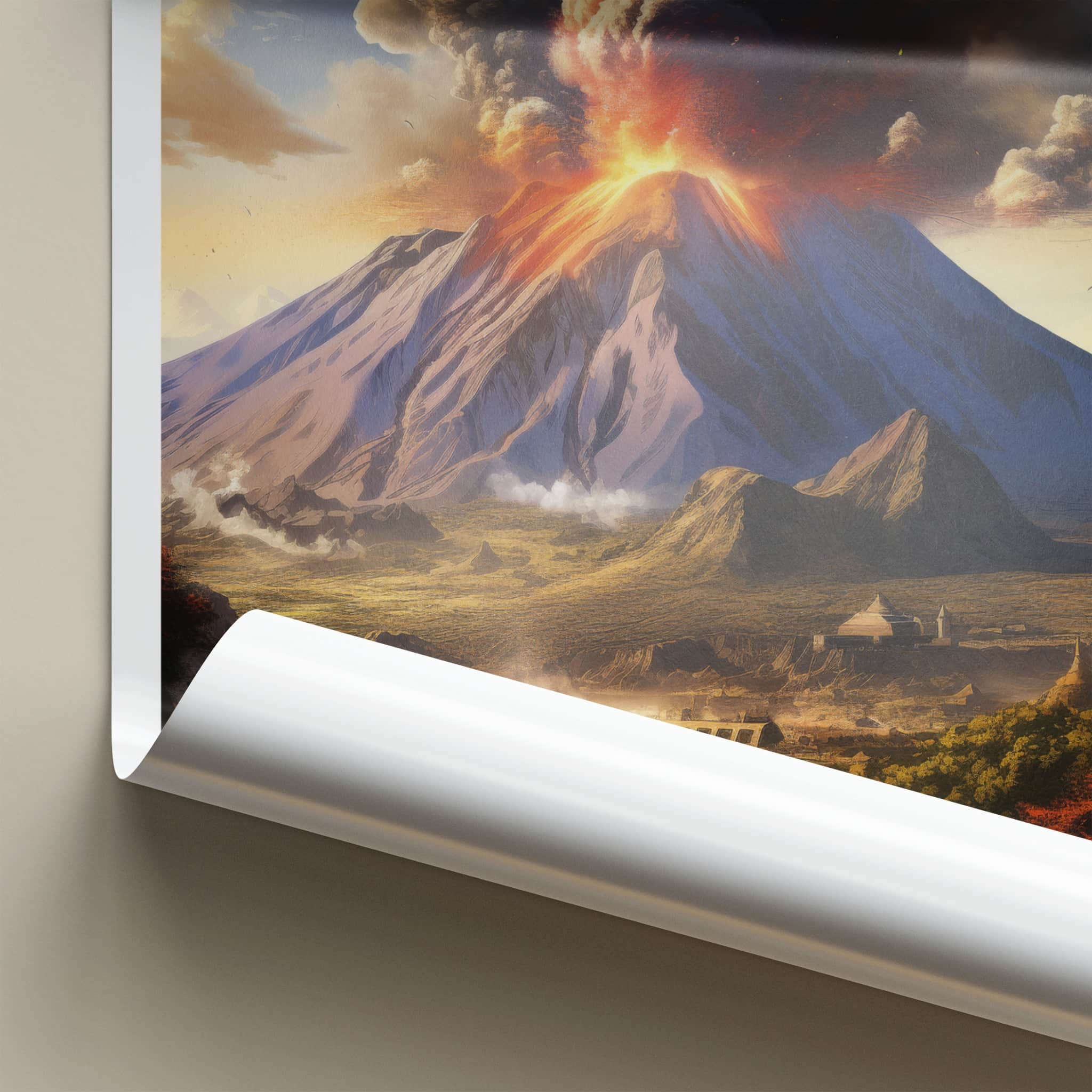 Paricutin Poster - Mexico Art Print - Fiery Volcanic Eruption Home Decor