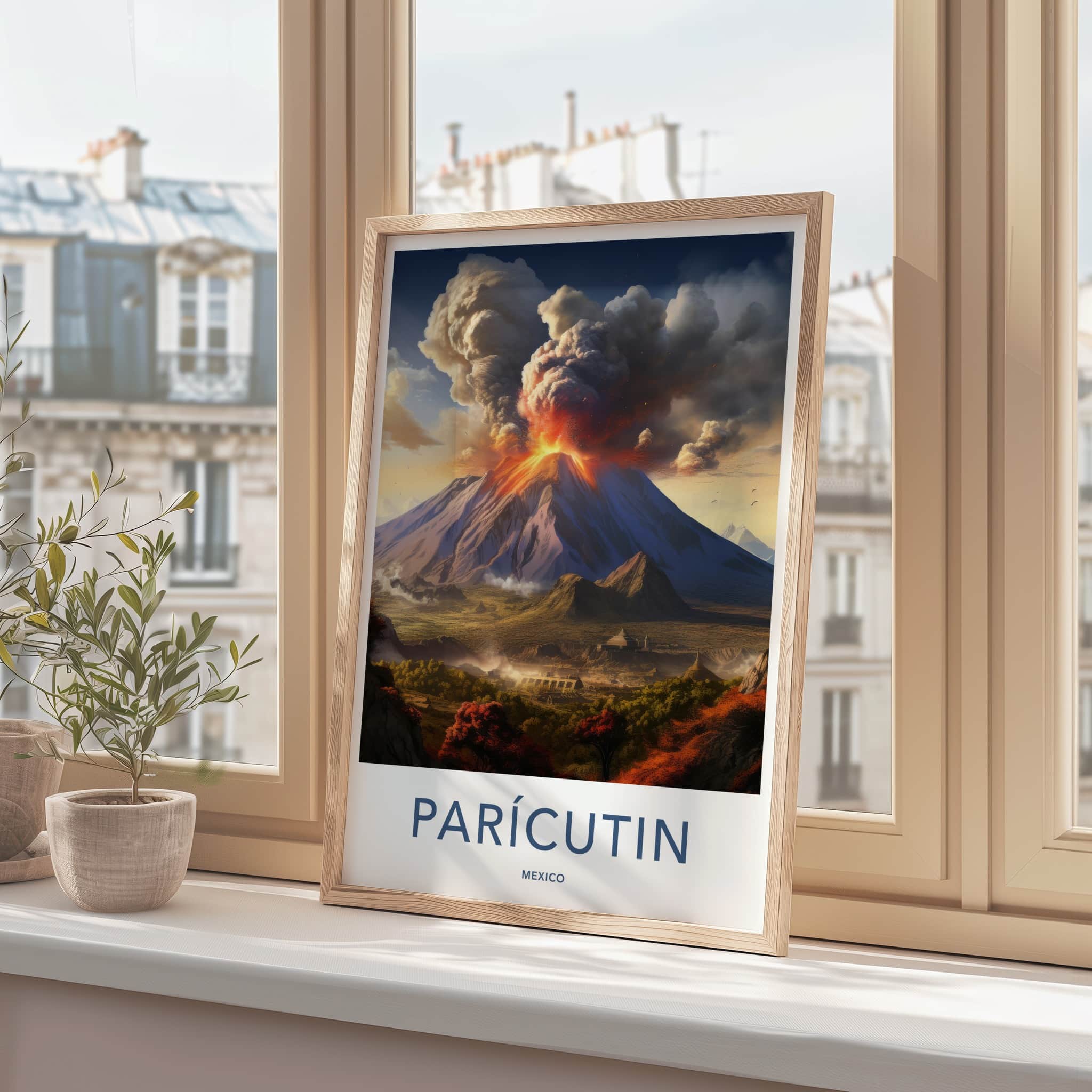 Paricutin Poster - Mexico Art Print - Fiery Volcanic Eruption Home Decor