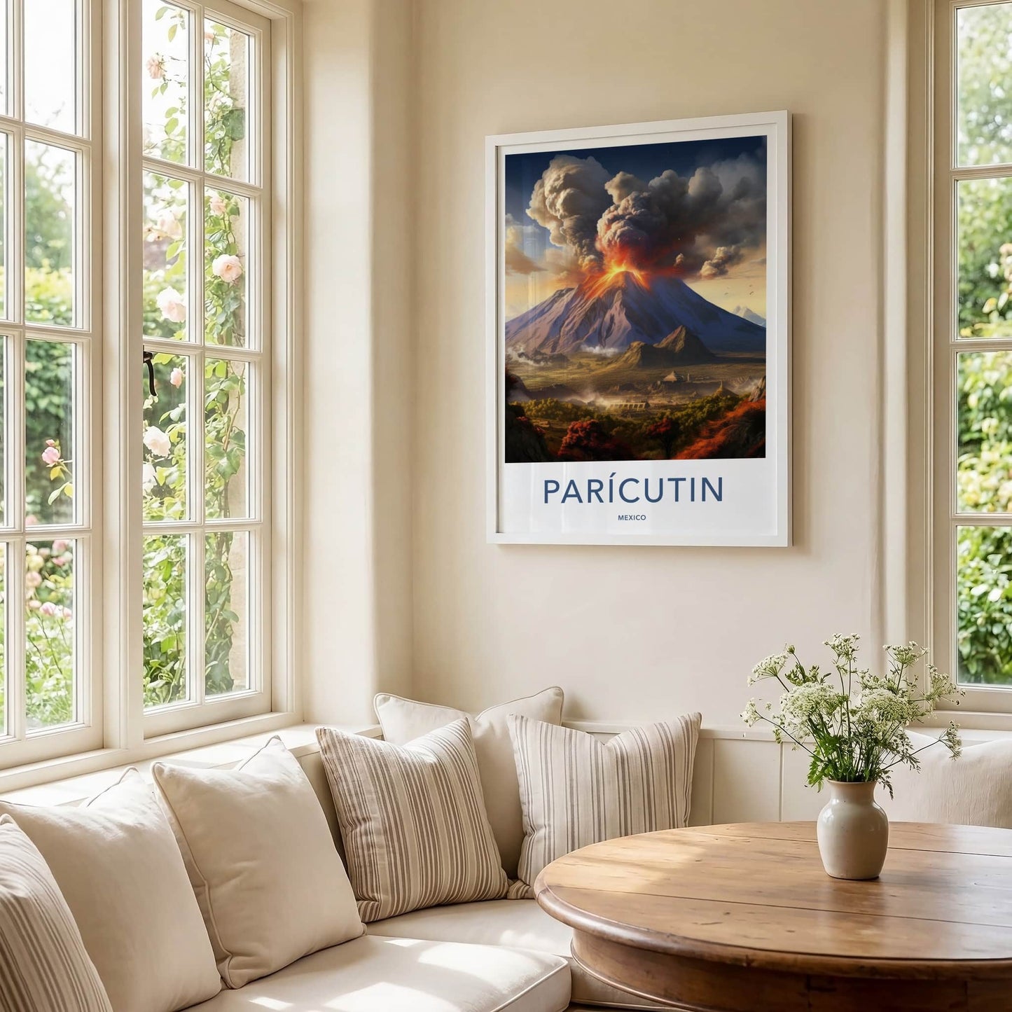 Paricutin Poster - Mexico Art Print - Fiery Volcanic Eruption Home Decor