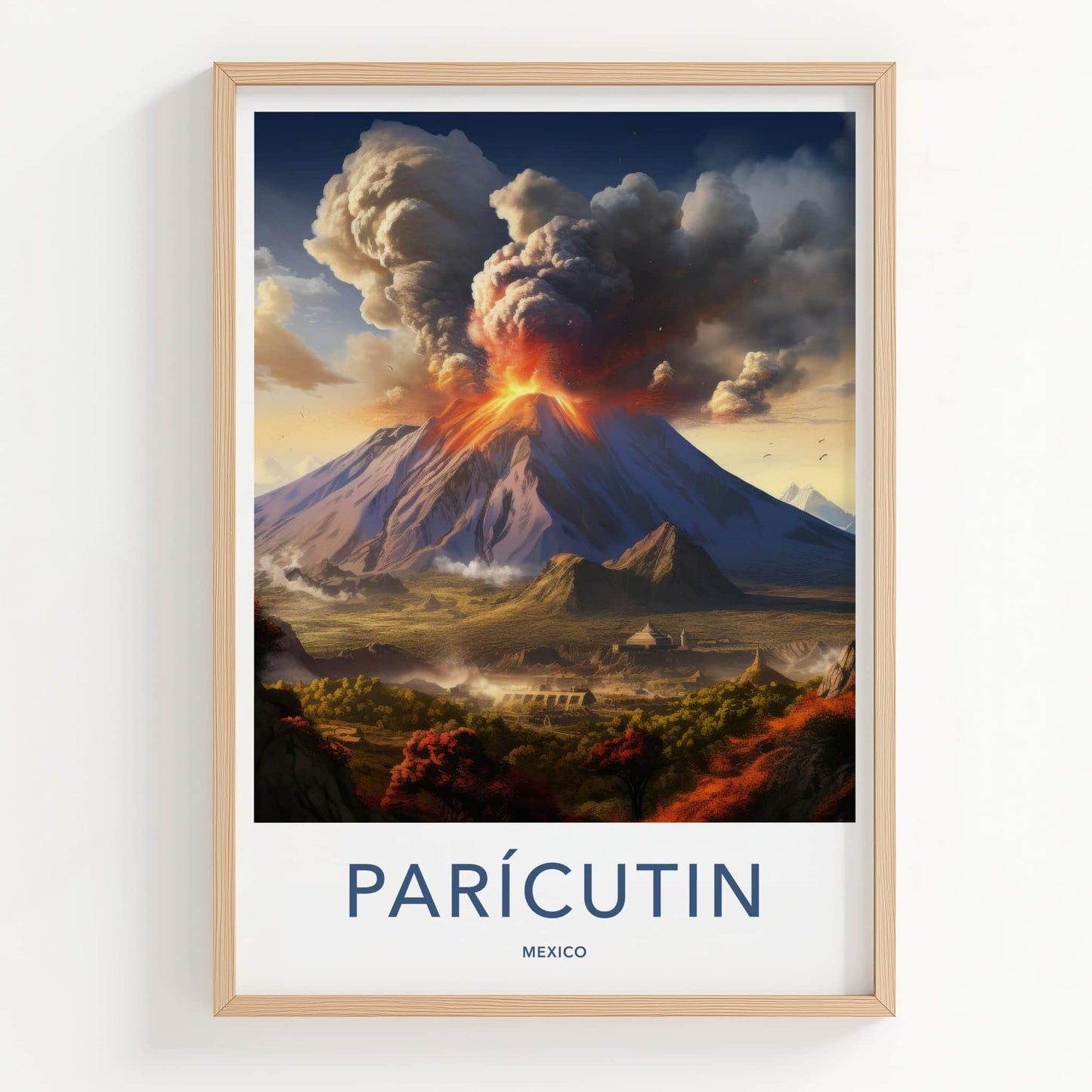 Paricutin Poster - Mexico Art Print - Fiery Volcanic Eruption Home Decor