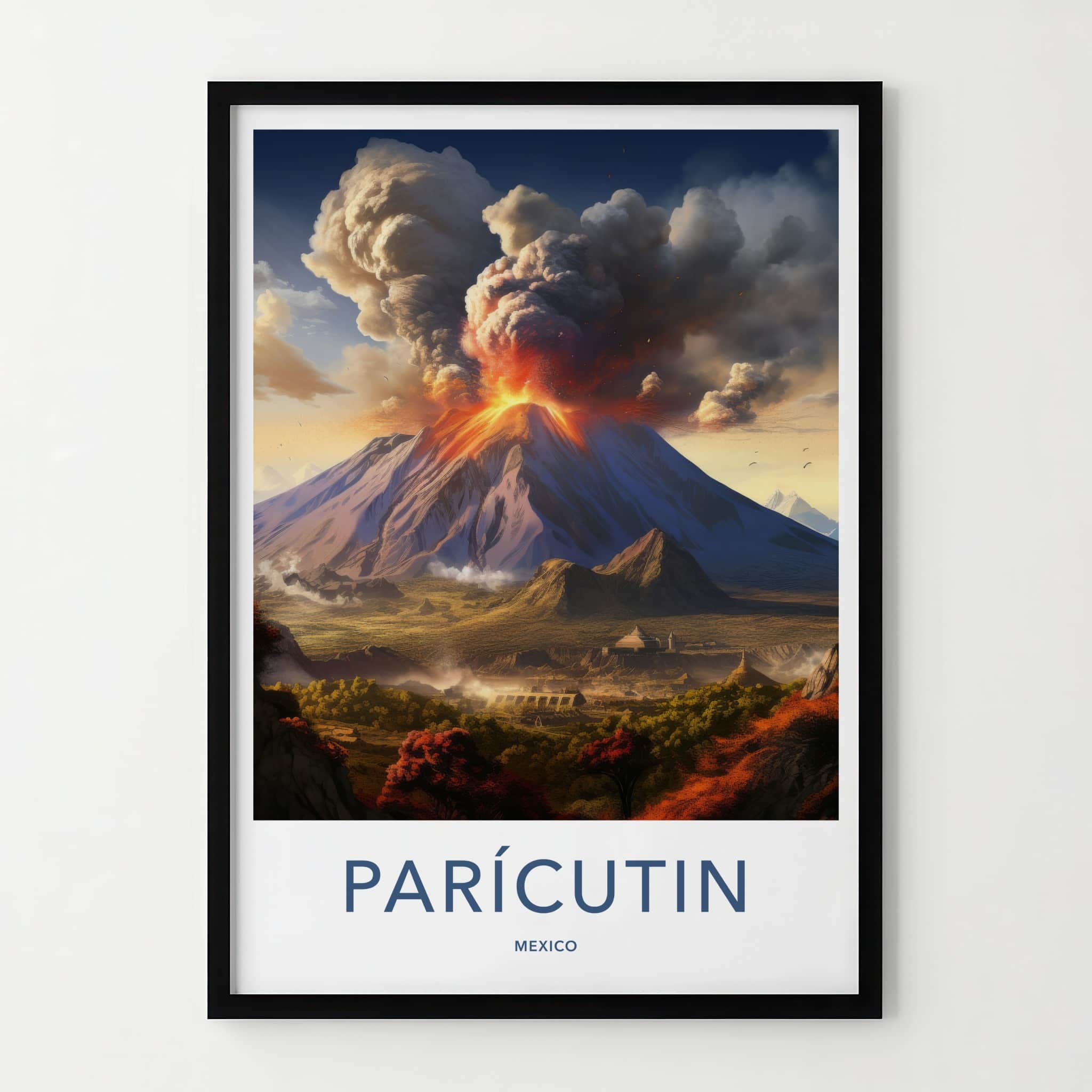 Paricutin Poster - Mexico Art Print - Fiery Volcanic Eruption Home Decor