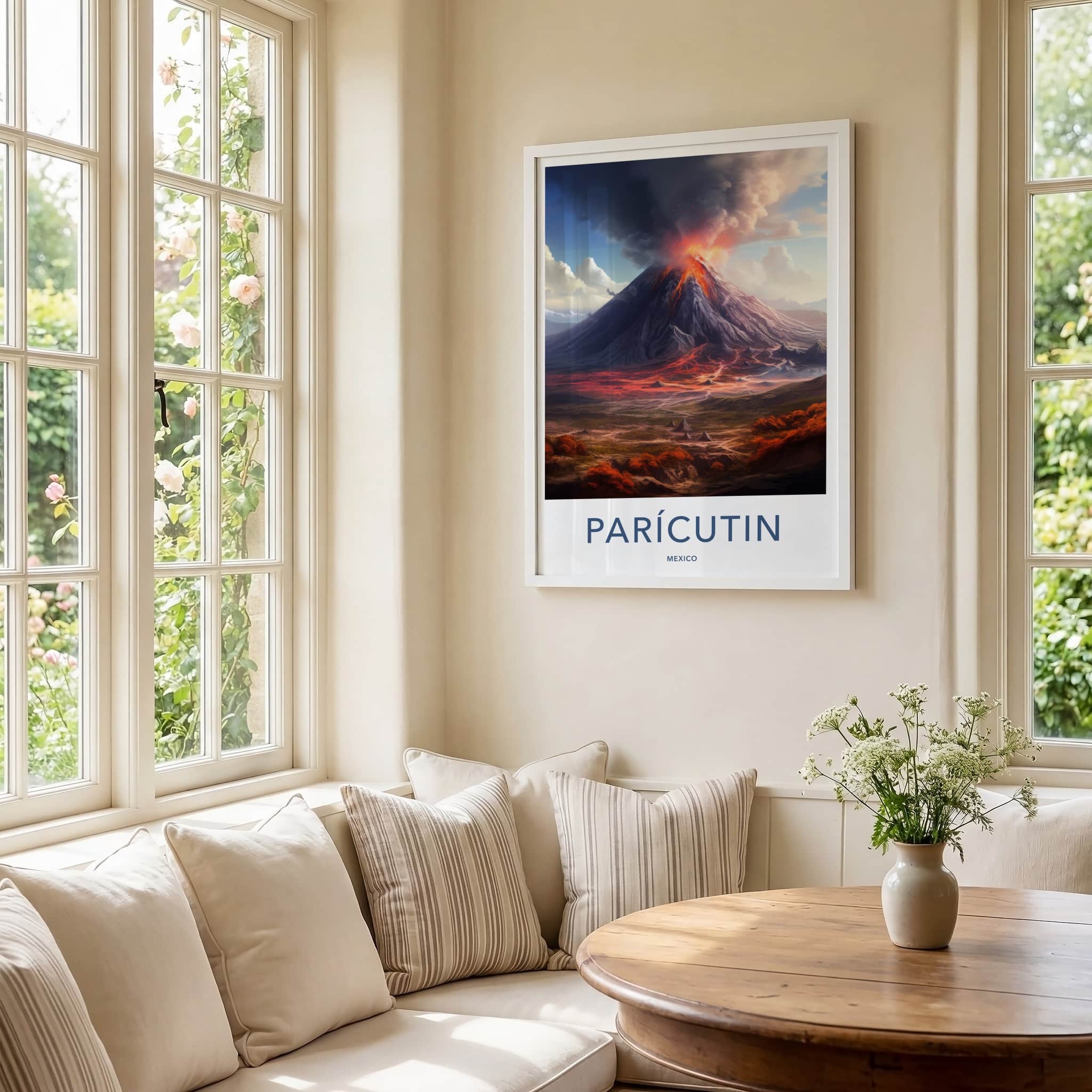 Paricutin Poster - Mexico Travel Art - Erupting Volcano Lava Home Decor