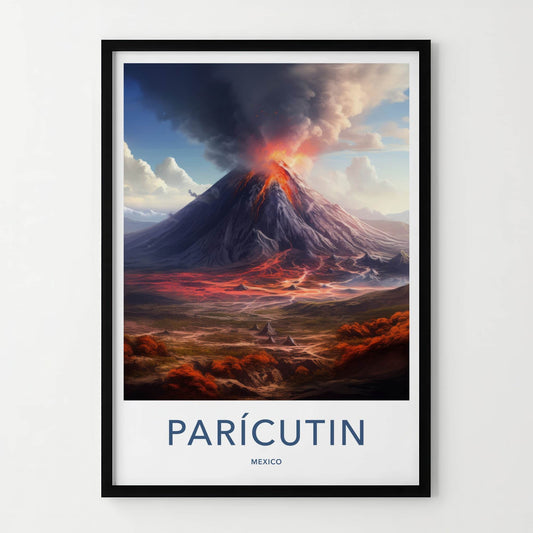 Paricutin Poster - Mexico Travel Art - Erupting Volcano Lava Home Decor