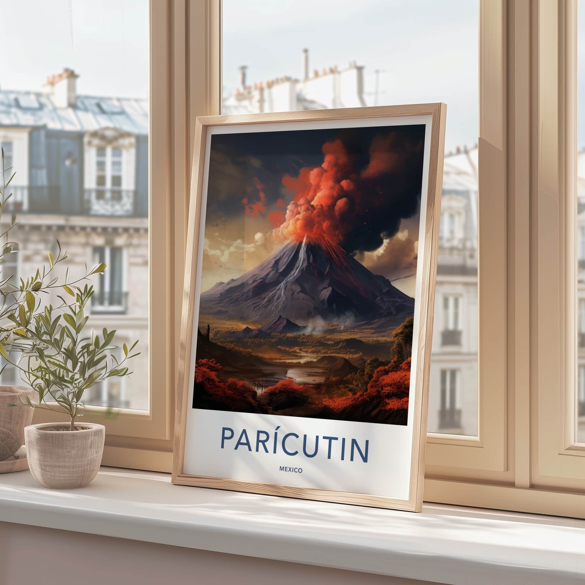 Paricutin Poster - Mexico Travel Art - Fiery Volcanic Eruption Home Decor