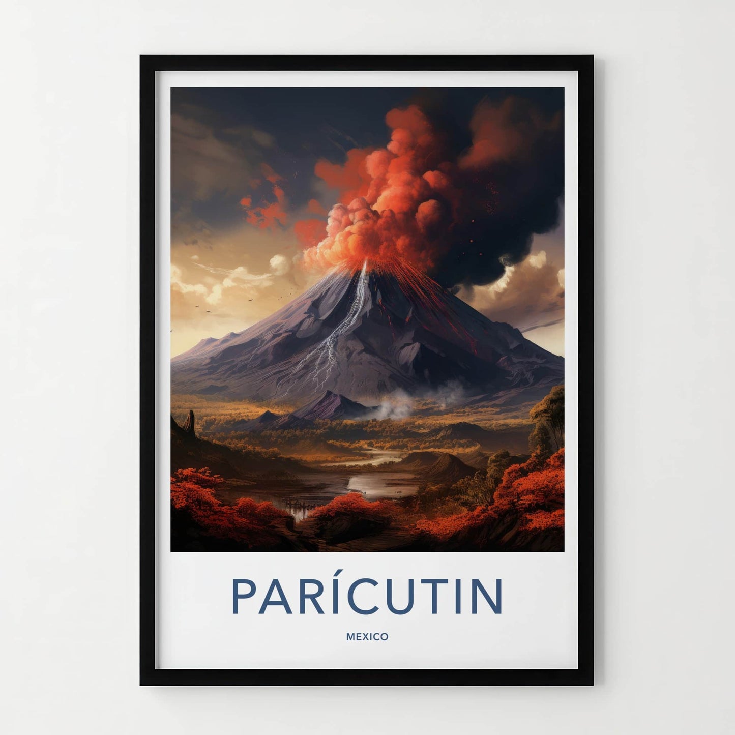 Paricutin Poster - Mexico Travel Art - Fiery Volcanic Eruption Home Decor