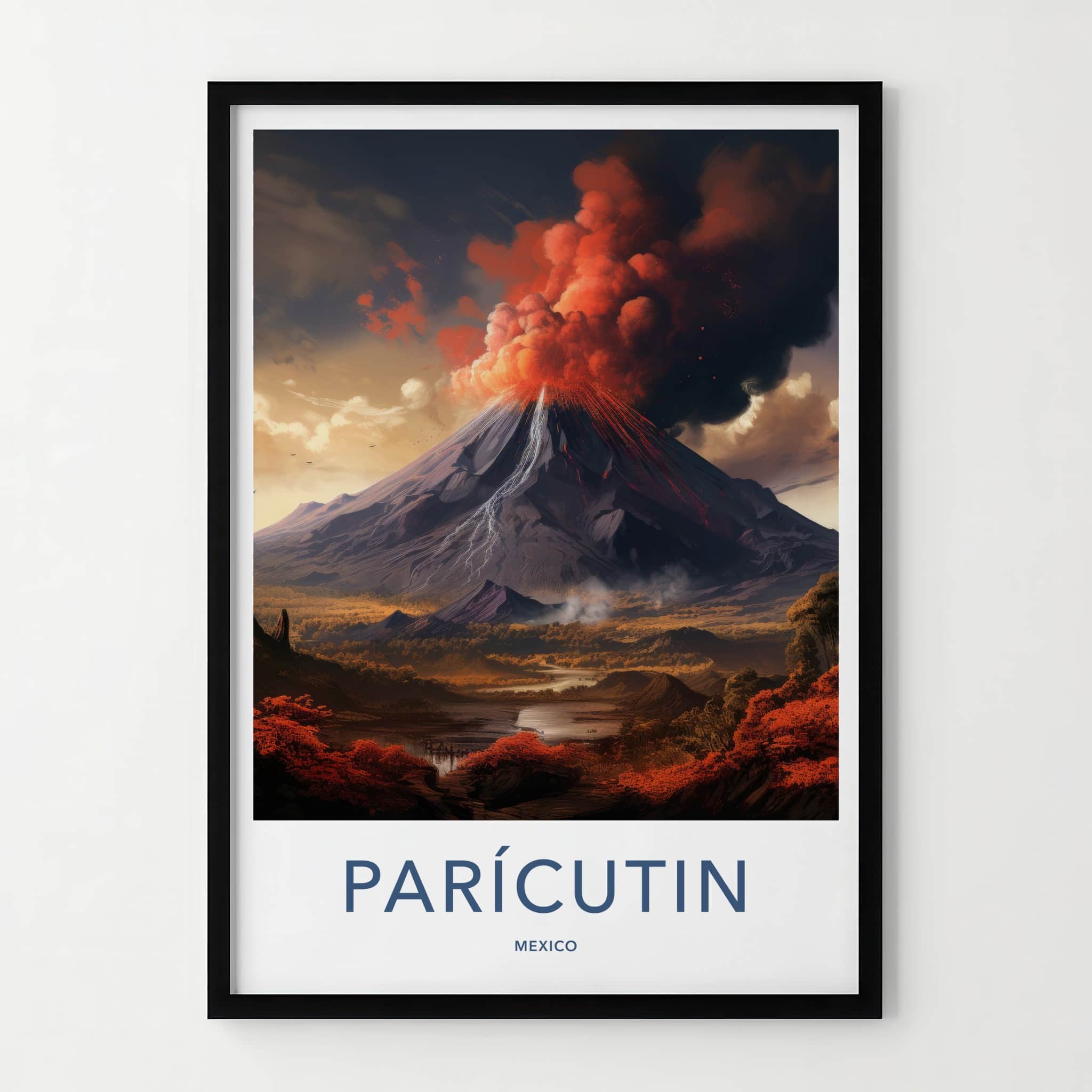 Paricutin Poster - Mexico Travel Art - Fiery Volcanic Eruption Home Decor