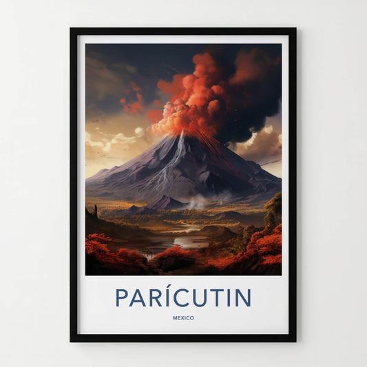 Paricutin Poster - Mexico Travel Art - Fiery Volcanic Eruption Home Decor