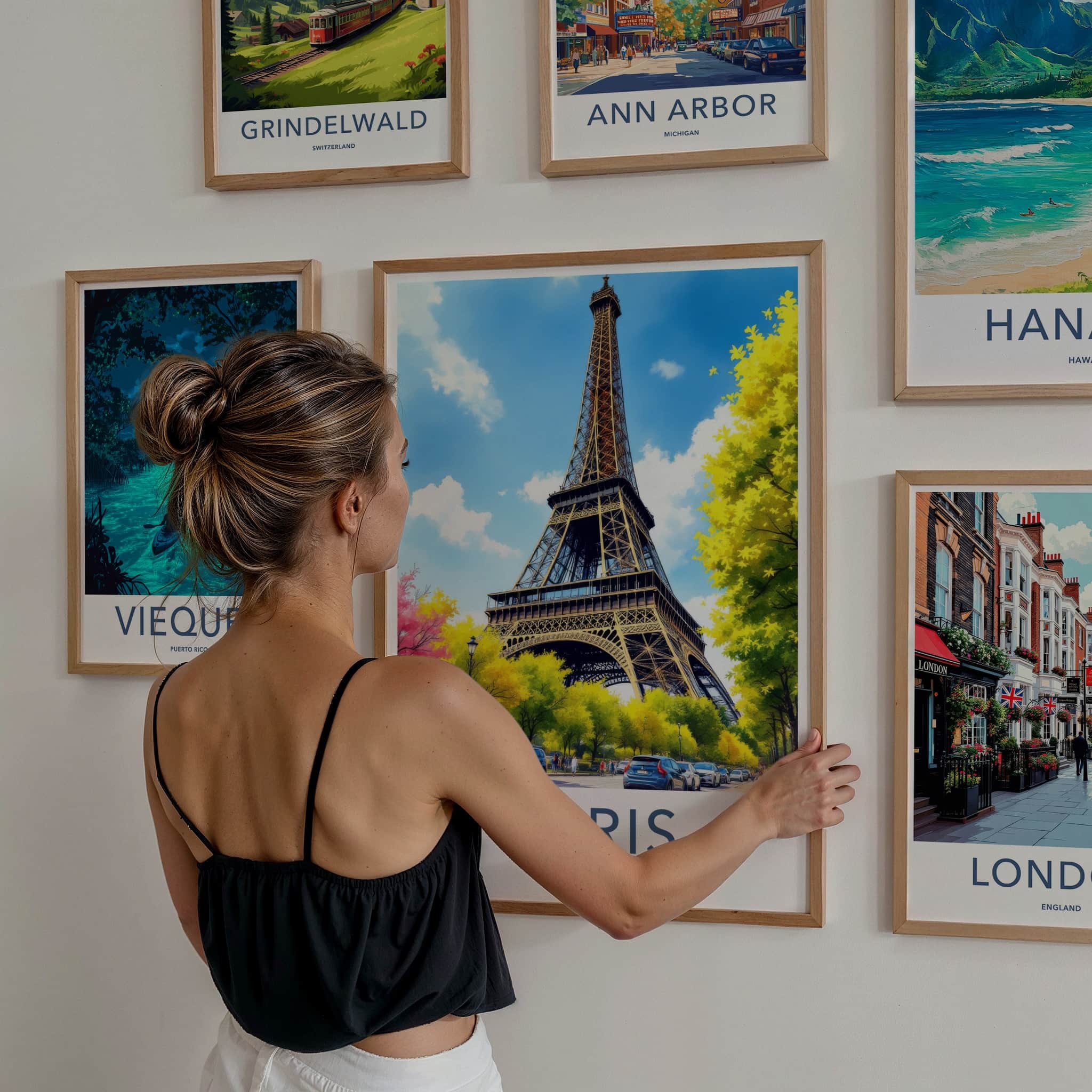 Paris Poster - France Art Print - Eiffel Tower Street Scene Home Decor