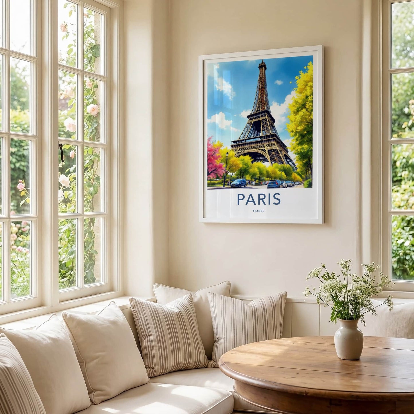 Paris Poster - France Art Print - Eiffel Tower Street Scene Home Decor