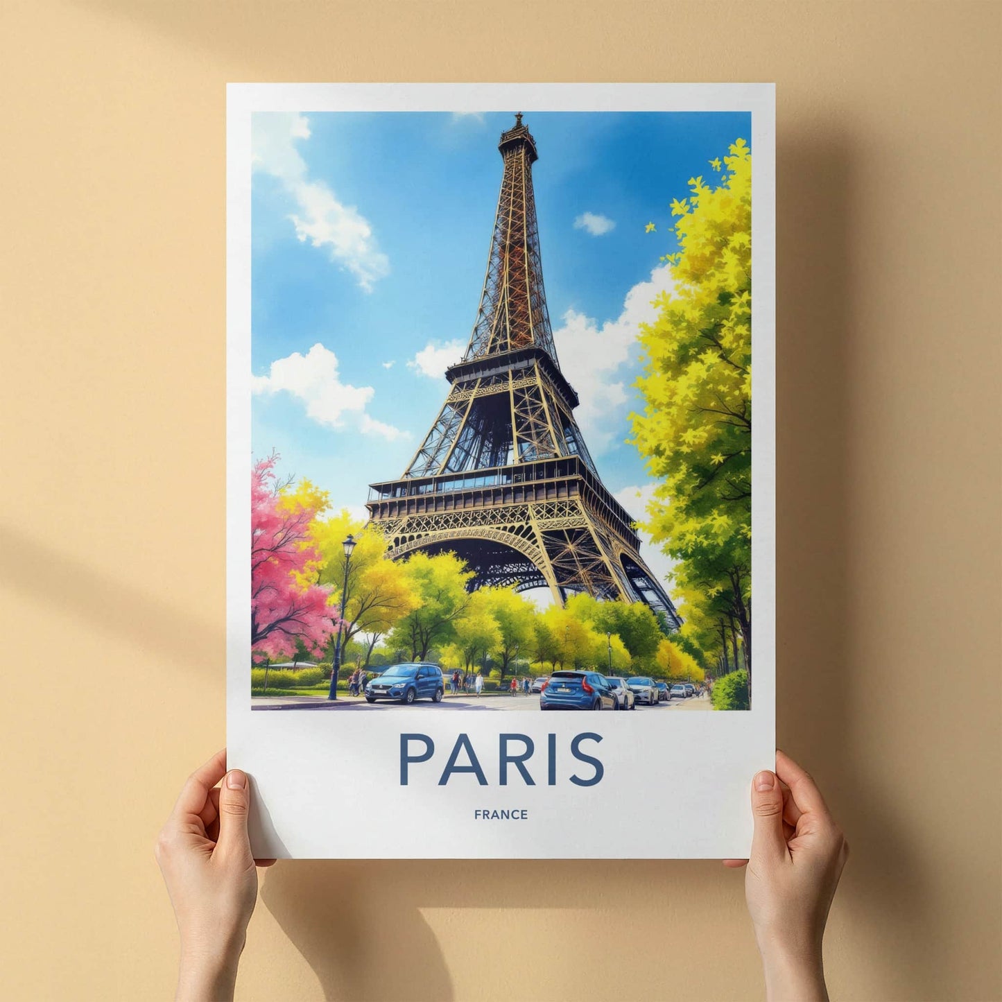 Paris Poster - France Art Print - Eiffel Tower Street Scene Home Decor