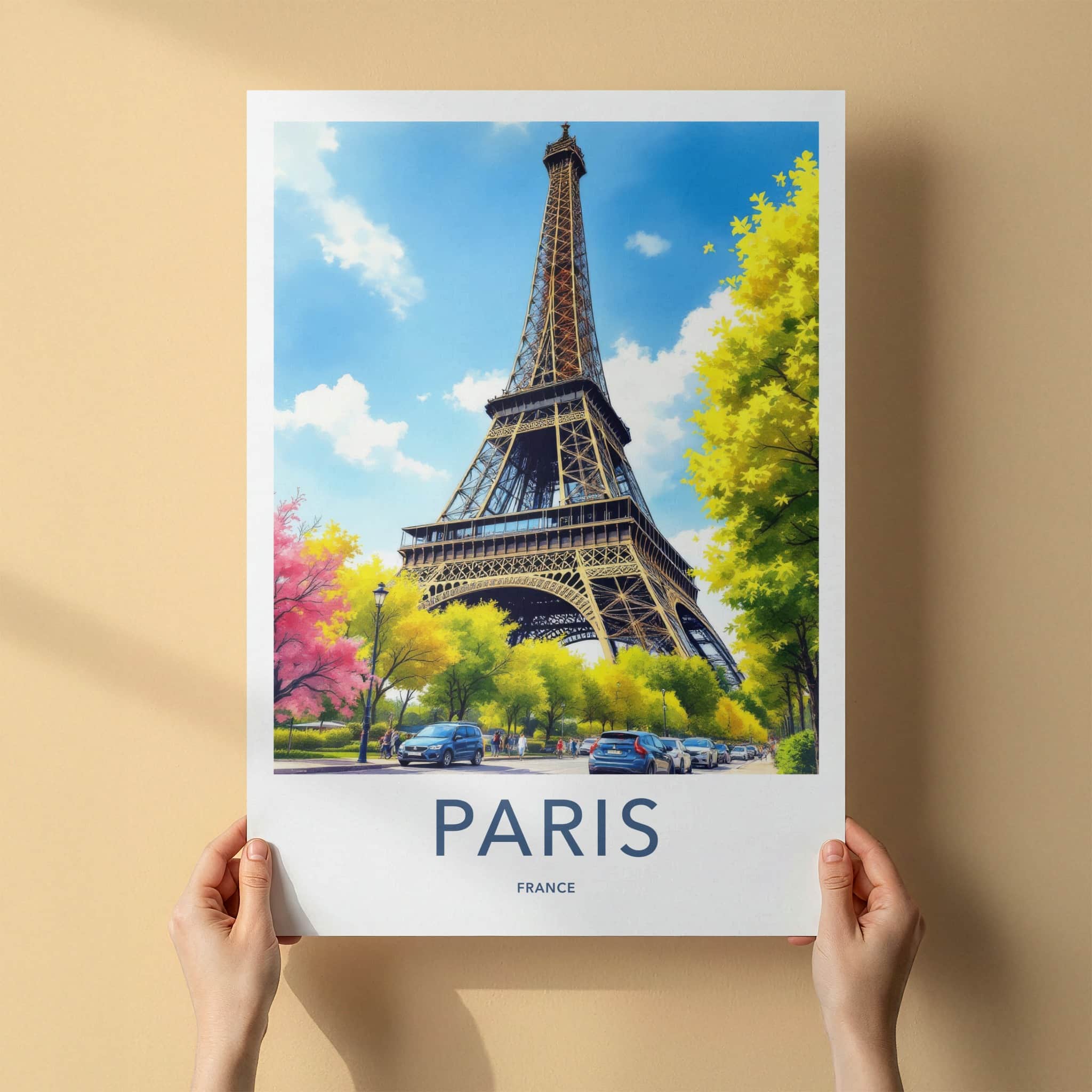 Paris Poster - France Art Print - Eiffel Tower Street Scene Home Decor