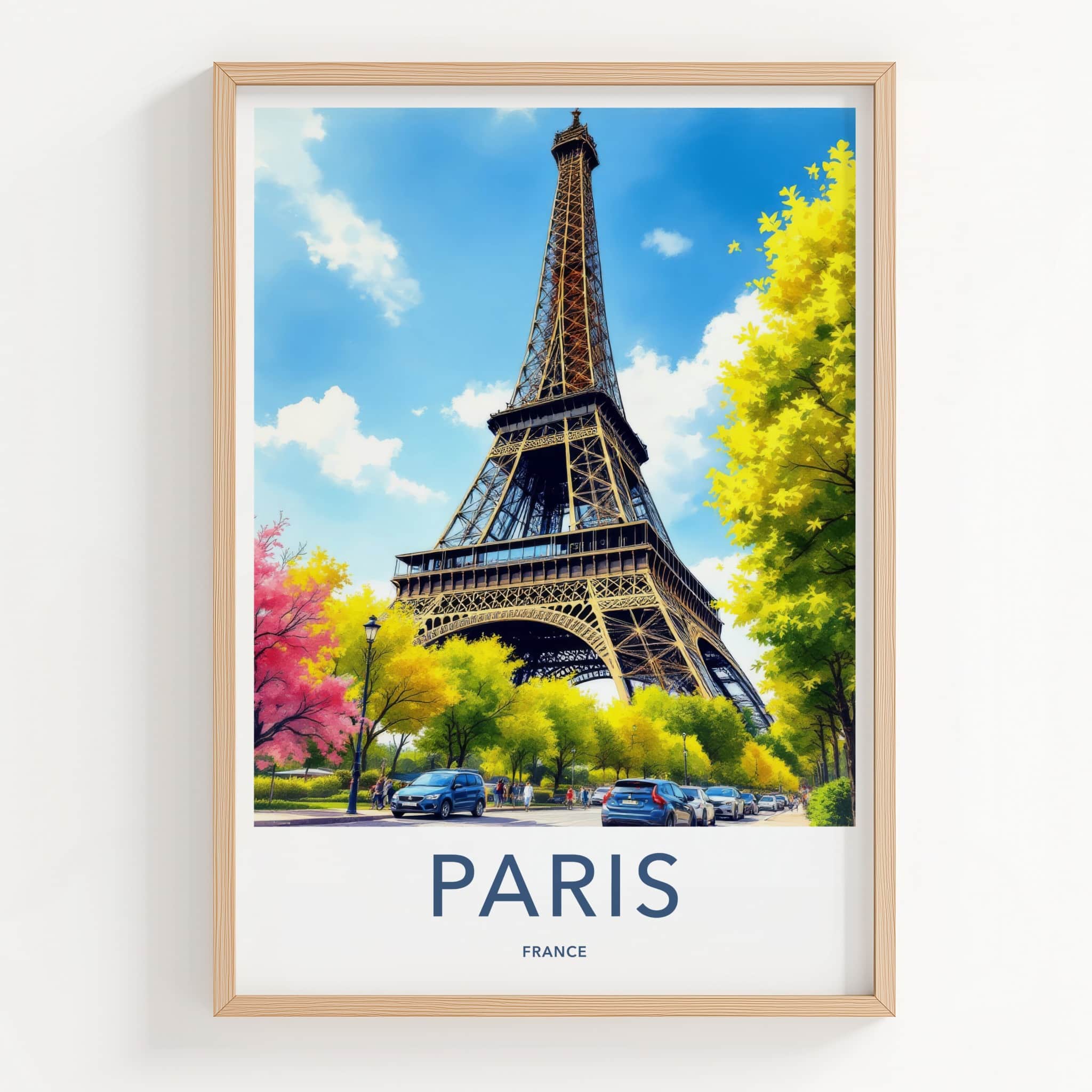 Paris Poster - France Art Print - Eiffel Tower Street Scene Home Decor