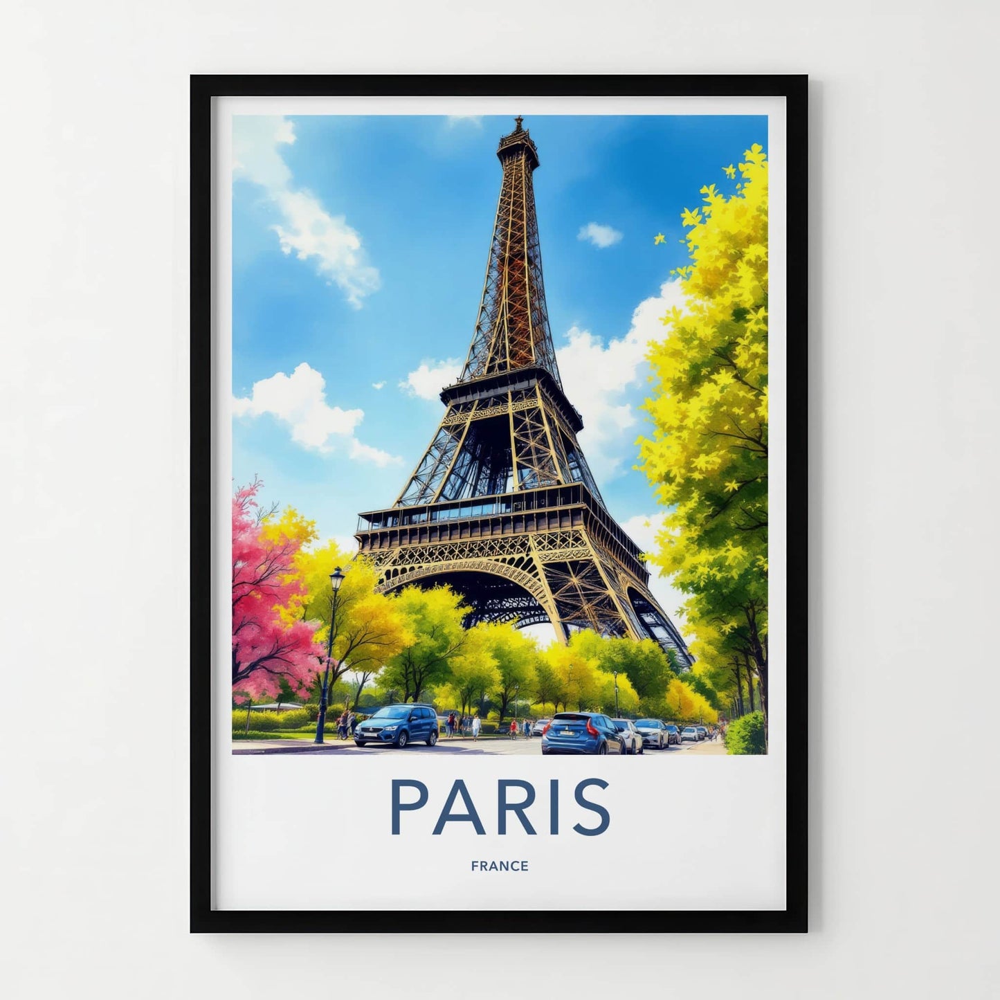 Paris Poster - France Art Print - Eiffel Tower Street Scene Home Decor