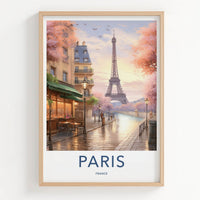 Paris Poster - France Framed Print - Blooming Trees Cafe Lounge Decor