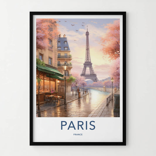 Paris Poster - France Framed Print - Blooming Trees Cafe Lounge Decor