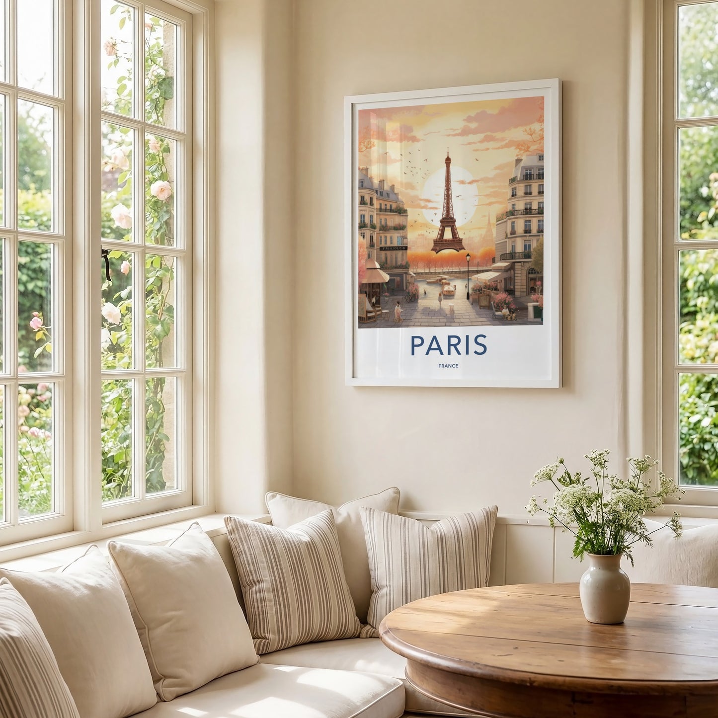Paris Poster - France Framed Print - Eiffel Tower Sunset Lounge Decor