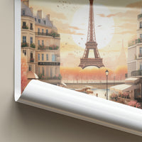 Paris Poster - France Framed Print - Eiffel Tower Sunset Lounge Decor
