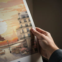 Paris Poster - France Framed Print - Eiffel Tower Sunset Lounge Decor