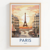 Paris Poster - France Framed Print - Eiffel Tower Sunset Lounge Decor