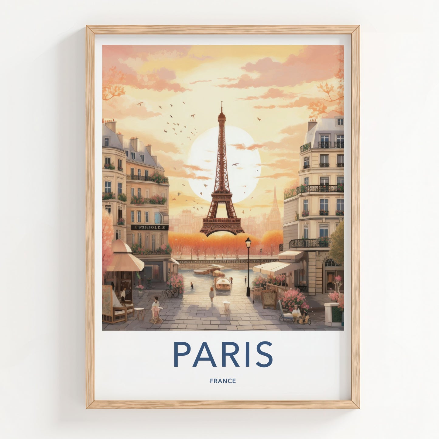 Paris Poster - France Framed Print - Eiffel Tower Sunset Lounge Decor