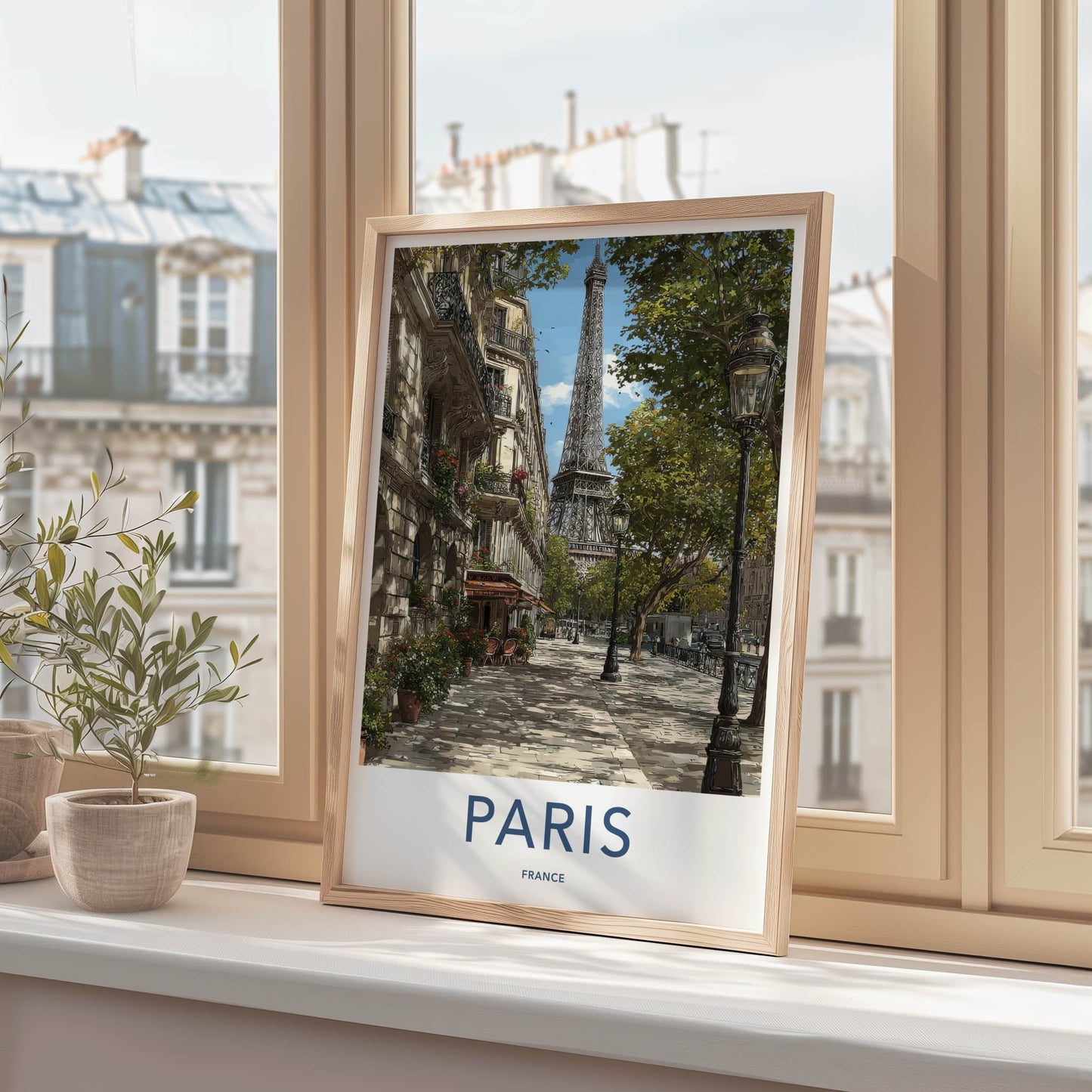 Paris Poster - France Framed Print - Eiffel Tower View Framed Decor