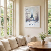 Paris Poster - France Framed Print - Snowy Eiffel Tower Gallery Art