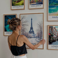 Paris Poster - France Framed Print - Snowy Eiffel Tower Gallery Art
