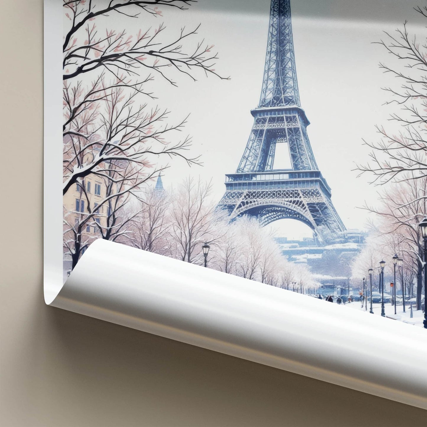 Paris Poster - France Framed Print - Snowy Eiffel Tower Gallery Art