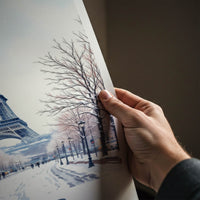 Paris Poster - France Framed Print - Snowy Eiffel Tower Gallery Art
