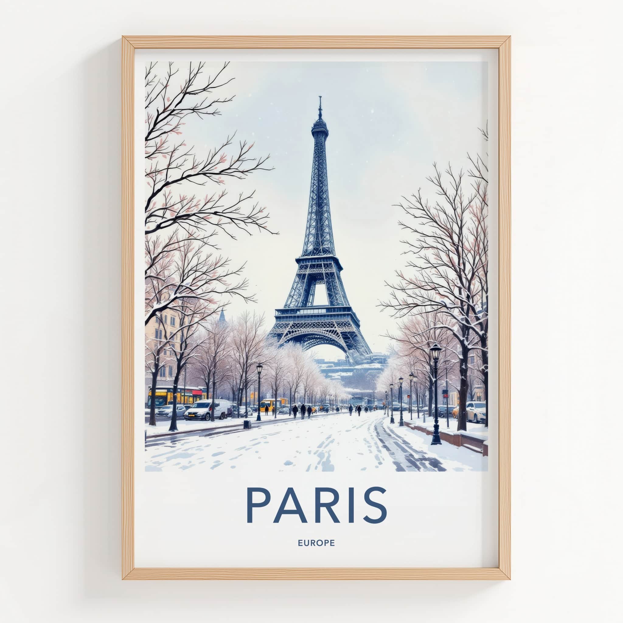 Paris Poster - France Framed Print - Snowy Eiffel Tower Gallery Art