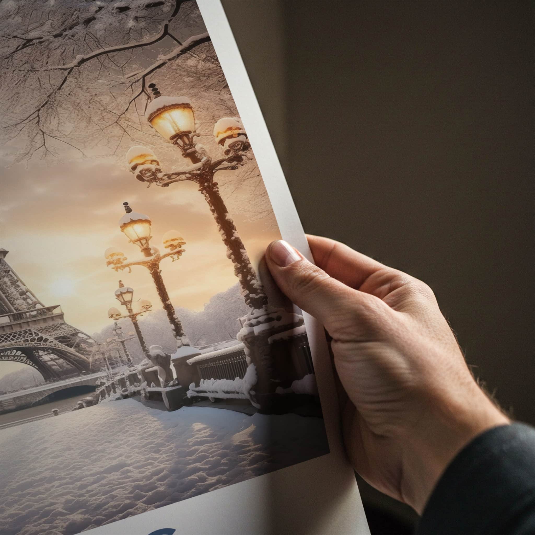 Paris Poster - France Framed Print - Tower Snowy Sunset Framed Decor