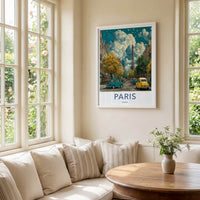 Paris Poster - France Travel Art - Cloudy Parisian Street Home Decor