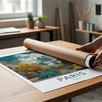 Paris Poster - France Travel Art - Cloudy Parisian Street Home Decor