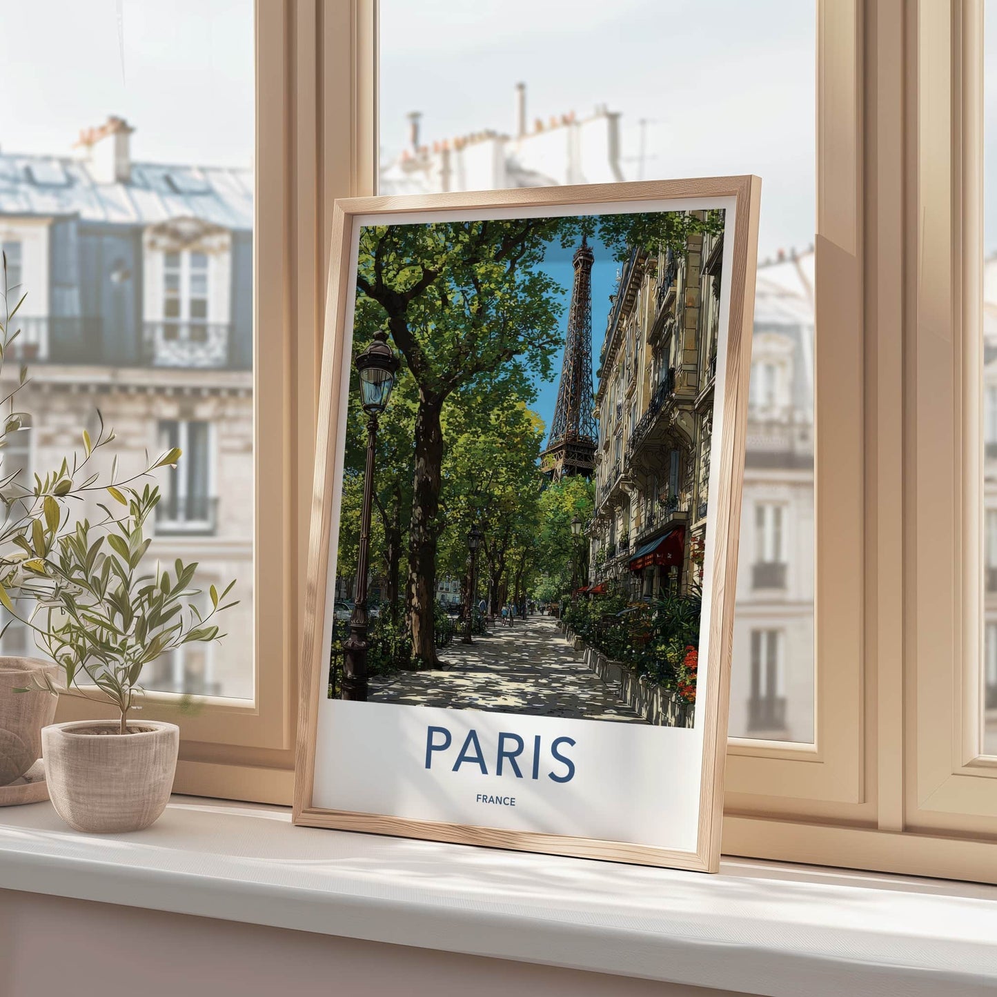 Paris Poster - France Travel Art - Eiffel Tower Pathway Home Decor